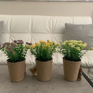 Set of 3 Faux Flower Pots